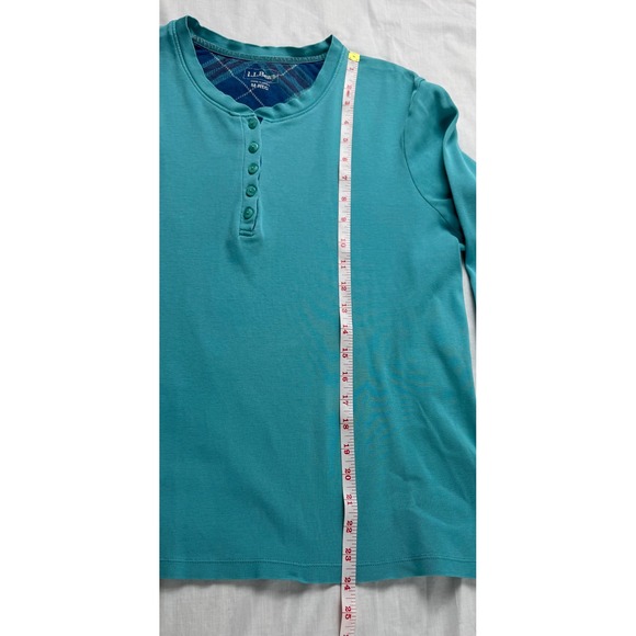 LL Bean Womens Teal Blue 100% Cotton Long Sleeve Henley Top Size Medium Regular - Picture 6 of 12